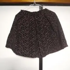 ショートパンツ キュロット 柄 ベロア風 フリーサイズ