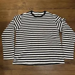 【お値下げ中】Lサイズ 白黒ストライプ ボーダー長袖カットソー　無印良品