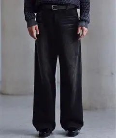 【clel】アンティークデザイン コーデュロイスラックスパンツ　ブラック　M