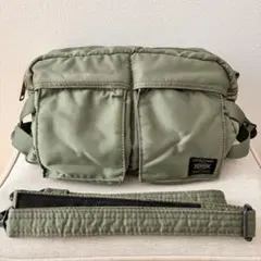美品ポータータンカーPXウエストバッグショルダー セージグリーン