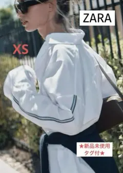 ★新品未使用タグ付★ ZARA サイドストライプポブリンシャツ SIZE: XS