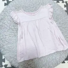 ユニクロベビー☆うすピンクのノースリフリルカットソー90サイズチュニック