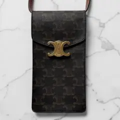 美品 セリーヌ トリオンフ モバイルポーチ フォンポーチ ショルダーバッグ