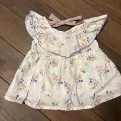 petit main 花柄フリルトップス 80 プティマイン　半袖　タンクトップ