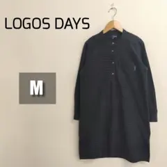 【美品】LOGOS DAYS チュニック M グリーン ネイビー バンドカラー