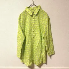 LANDS’ END ランズエンド 幾何学柄 シャツ 9 レトロ 総柄 トップス