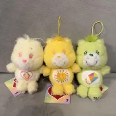 ケアベア　羊毛フェルト風マスコット2 ホワイト　イエロー　グリーン　3種セット