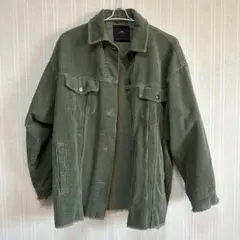 【ZARA】 コーデュロイジャケット　アウター　緑　ボタン　outer wearのサムネイル