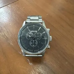 NIXON SENTRY CHRONO シルバー　箱、説明書、予備バンド付き
