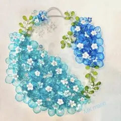 ワイヤークラフト青色カラフルフラワーリースワイヤーアート - メルカリ