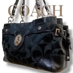 美品 COACH ソーホー シグネチャー ミニボストン 黒 10078 - メルカリ