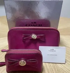 COACH ピンク レザー ポーチ セット