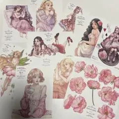 hwara ステッカーシール　ピンク系　セット