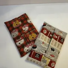 マチポーチ BIG猫＆チェック猫 赤☆フラットポーチ BIG猫＆チェック猫