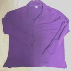 [新品未使用] 古着　紫色　襟付き　カーディガン　コットン　Lサイズ