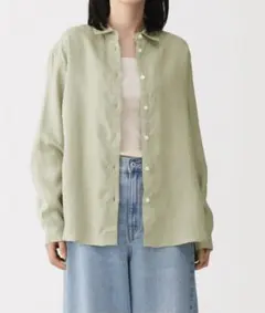未使用 無印良品 MUJI リネン 洗いざらし レギュラーカラー 長袖シャツ