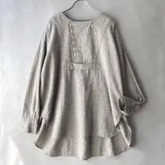 極美品✨ブロカント　ドミンゴ 2023 綿麻 ブザムシャツ　長袖　織りチェック柄