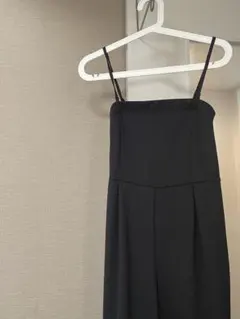 GU ブラック カットソーベアキャミソールサロペットパンツQ　 M