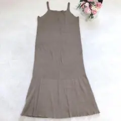 ローリーズファーム ロングキャミソール ニットワンピース リブ フレア シンプル