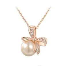 パール リボン ネックレス ローズゴールド 真珠 EARTHER RING