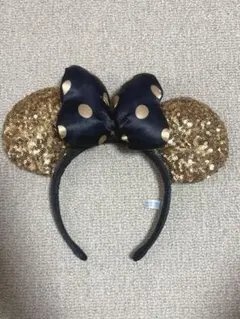ディズニー カチューシャ スパンコール ゴールド ブラック