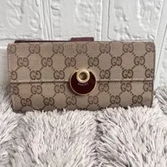 GUCCI グッチ　長財布　GGキャンバス レザー　ジャッキー　シェリー 美品】 GUCCI グッチ 長財布 シェリーライン ジャッキー 折財布｜Yahoo