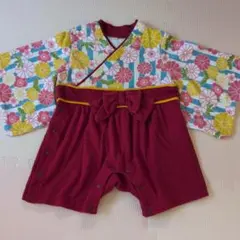 ベビー服 袴ロンパース 着物 70cm 百日祝い ハーフバースデー ひな祭り