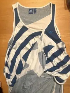 adidas ストライプ ノースリーブシャツ S