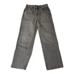 グレー ワイドレッグ デニムパンツ
