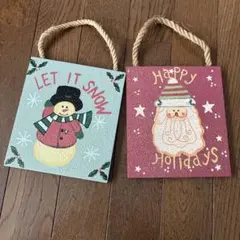 クリスマス 木製オーナメント 2점 세트