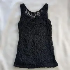 花レースタンクトップ 背中透け