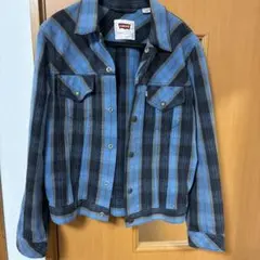 Levi's デニムジャケット S 青と黒チェック　3rdタイプ