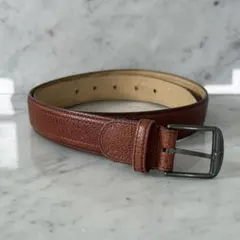vintage OLD ヒロココシノ 本革 ブラウン ステッチ レザーベルトのサムネイル