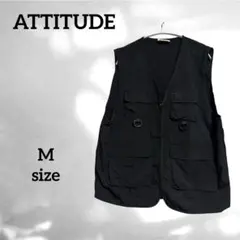 【ATTITUDE】(M) Makes Style 多ポケット ベスト 黒