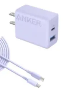 Anker Charger 20W　USB-C ケーブル　パープル　急速充電器