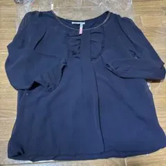 プロポーションボディードレッシング　ネイビー 長袖 フリル トップス　3