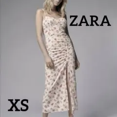 【新品未使用】ZARA フラワープリント リネンブレンド ワンピース
