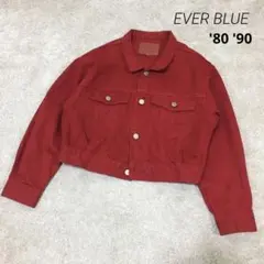 ヴィンテージ クロップド デニムジャケット 赤 短丈 後染め ガーメントダイ