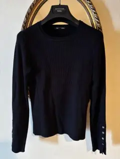 GU ブラック M リブ編み 長袖ニット