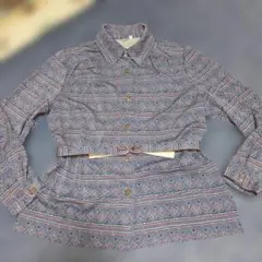 古着屋購入　昭和レトロ　ブラウス　ベルト付き