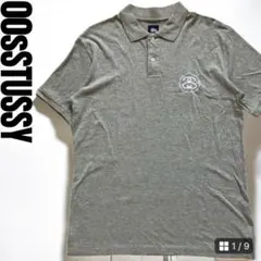 美品00s OLD STUSSY ワンポイントSSリンク刺繍ロゴ ポロシャツ L