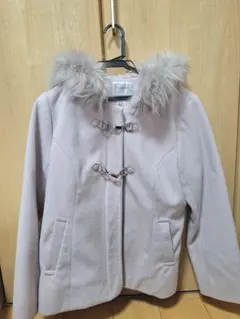 ファー付きフード ダッフルコート 薄いピンク