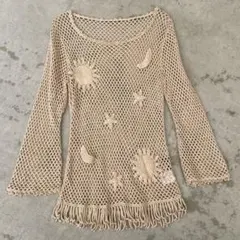 月と太陽 ヒッピー フェス BOHO ニットトップス itimi shury