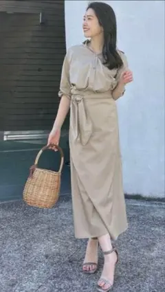 k**様 【希少品】 アニュアンス ラップストレートシャツワンピース ベージュ