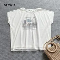 ドレスキップ フロントチュール重ねプリントTシャツ オーバーサイズ 洗える Lのサムネイル
