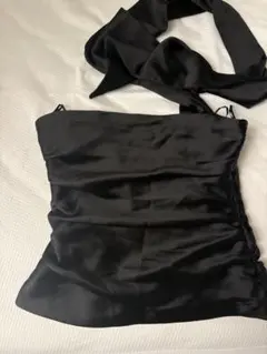 ZARA ブラックサテン ビスチェ XS