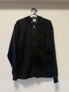 ブラック フルジップパーカー ロゴ刺繍