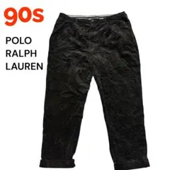 【良品】90s ポロラルフローレン 太畝 2タックコーデュロイパンツ 40 茶色