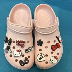 サンダル クロックス風 ♡可愛いキティちゃんなどのジビッツ付き♡ライトピンクMのサムネイル