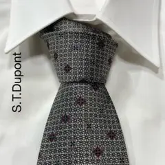 TG2801 S.T.Dupont パターン柄 シルク ネクタイ 日本製
